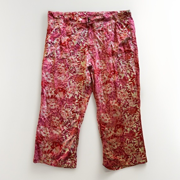 Caribbean Joe Pants - Caribbean Joe Pants Womens Size 16 Casual Travel Tropical Rayon Wide Leg Cropped